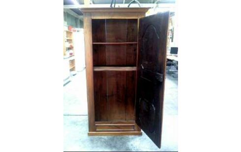 SCHRANK HOLZ DUNKEL 1-TÜR 3-EBENEN