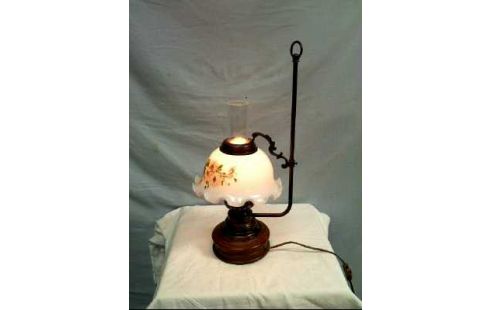 TISCHLAMPE FLORAL HOLZFUSS VINTAGE