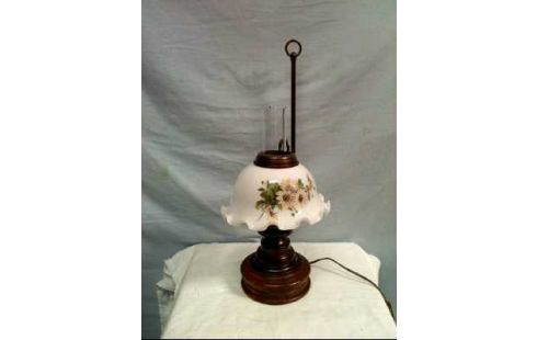 TISCHLAMPE FLORAL HOLZFUSS VINTAGE