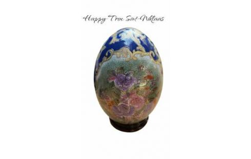 OBJET DECO, , OEUF BLEUE OR VERTE FLEUR