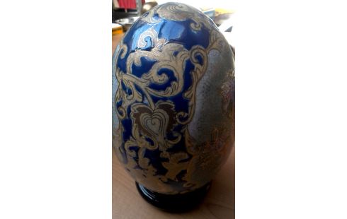 OBJET DECO, , OEUF BLEUE OR VERTE FLEUR