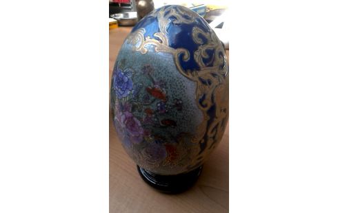 OBJET DECO, , OEUF BLEUE OR VERTE FLEUR