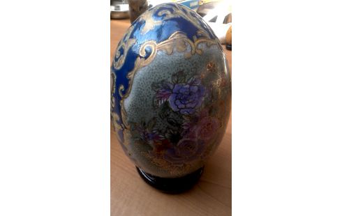 OBJET DECO, , OEUF BLEUE OR VERTE FLEUR