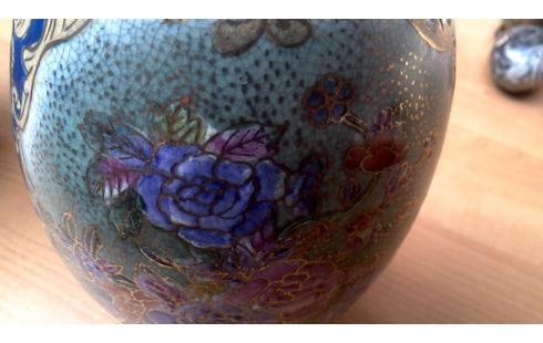 OBJET DECO, , OEUF BLEUE OR VERTE FLEUR