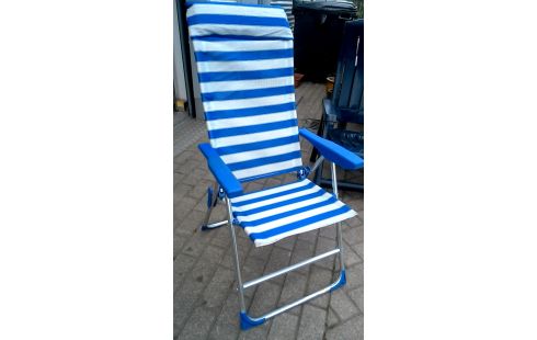 GARTENSTUHL ALUMINIUM WEISS BLAU NYLON