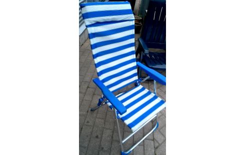 GARTENSTUHL ALUMINIUM WEISS BLAU NYLON