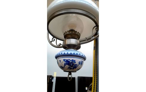 KRONLEUCHTER FLÄMISCH WEISS BLAU PORZELLAN