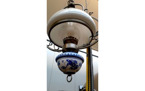 KRONLEUCHTER FLÄMISCH WEISS BLAU PORZELLAN