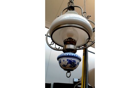 KRONLEUCHTER FLÄMISCH WEISS BLAU PORZELLAN