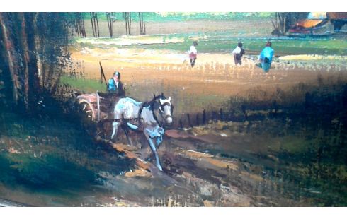 PINTURA, , GRANJA, , CARRETA, , CABALLO DEDICATORIA
