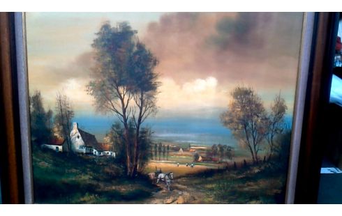 PINTURA, , GRANJA, , CARRETA, , CABALLO DEDICATORIA