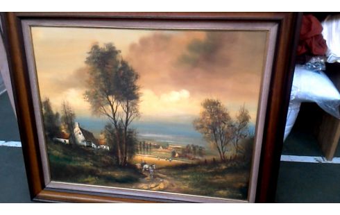 PINTURA, , GRANJA, , CARRETA, , CABALLO DEDICATORIA