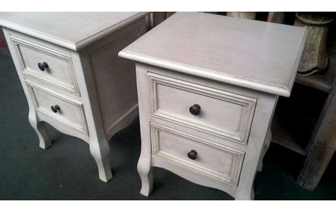 CHEVET L UNITE ECRU 2 TIROIRS