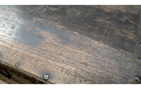 CAJA 1 CHINO ANTIGUO MADERA DE ROSAL HIERRO FORJA