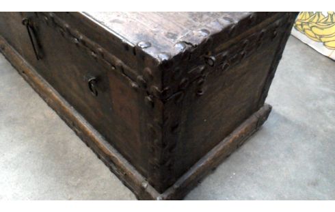 CAJA 1 CHINO ANTIGUO MADERA DE ROSAL HIERRO FORJA