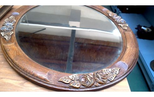 ESPEJO BISELADO OVALADO ART DECO, , MADERA