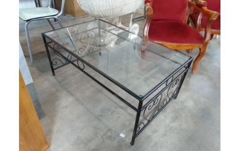 TABLE BASSE VERRE METAL NOIR