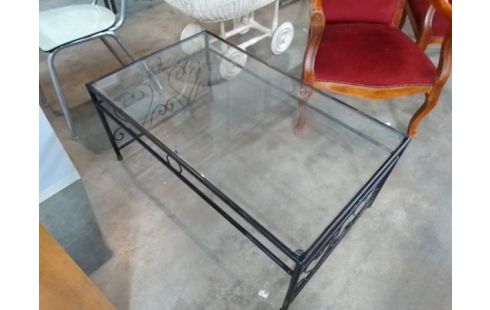 TABLE BASSE VERRE METAL NOIR