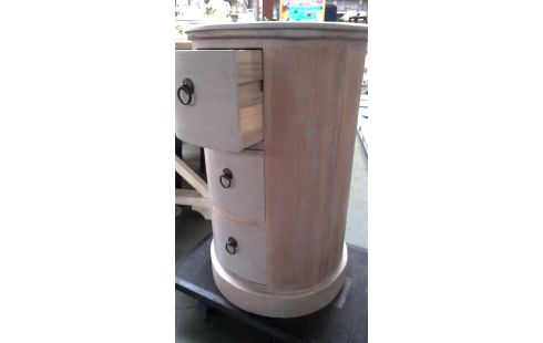 CAISSON CYLINDRIQUE CERUSE GRIS 3 TIROIRS