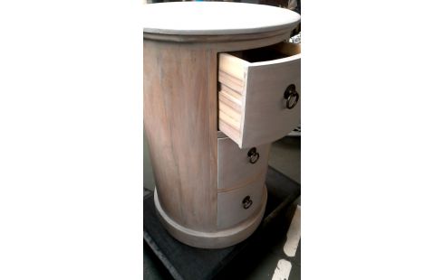 CAISSON CYLINDRIQUE CERUSE GRIS 3 TIROIRS