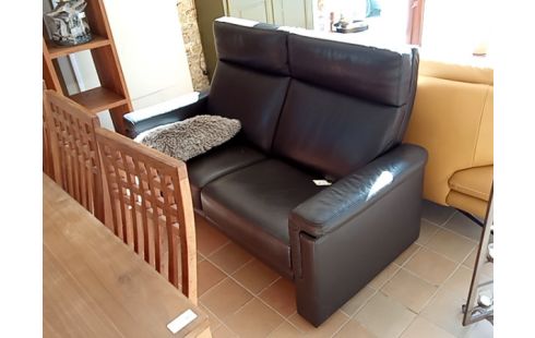 CANAPE 2 PLACES CUIR BRUN