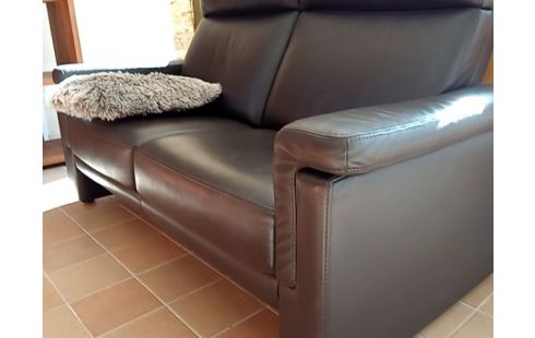 CANAPE 2 PLACES CUIR BRUN