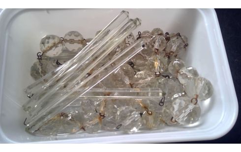 FRANSE ANTIEK KROON LUCHTER/MESSING/KRISTAL