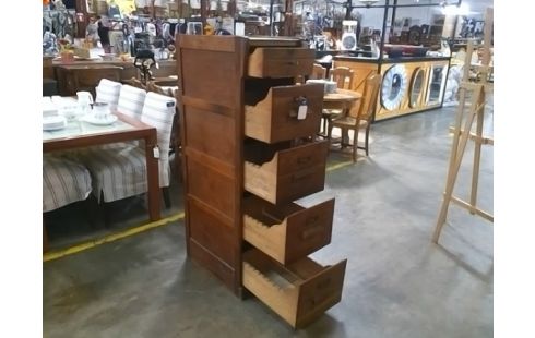 CAISSON ANCIEN EN BOIS 5 TIROIRS