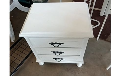 MEUBLE BAS CHEVET BLANC 3 TIROIRS