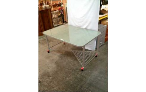 GLASTISCH MOBIL 4-ROLLEN METALL ABLAGEN