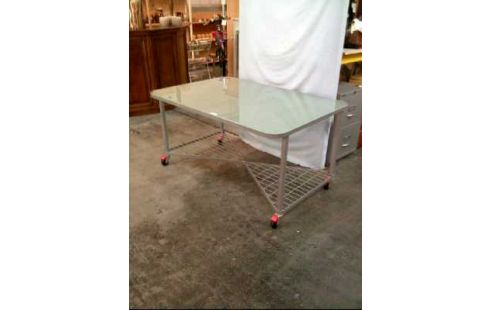 GLASTISCH MOBIL 4-ROLLEN METALL ABLAGEN