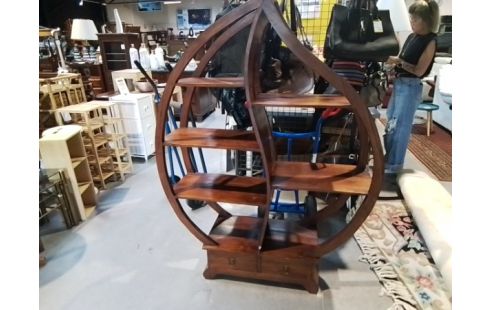 ETAGERE TECK FORME FEUILLE 2T