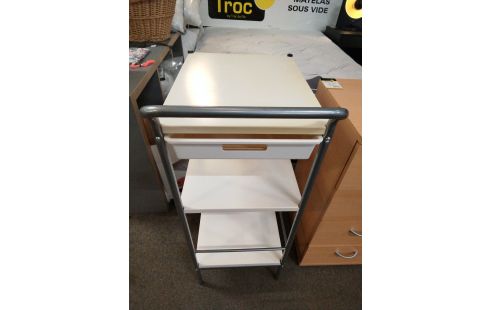 DESSERTE A ROULETTES BLANCHE 1 TIROIR