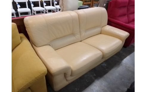 CANAPE 2 PLACES CUIR TYPE MOUTARDE