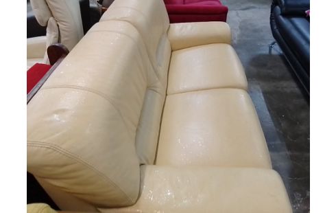 CANAPE 2 PLACES CUIR TYPE MOUTARDE