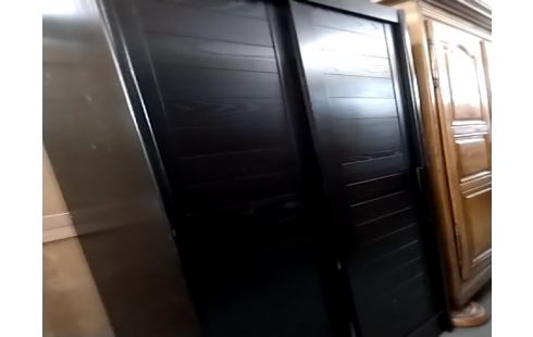 ARMOIRE 2 PORTES COULISSANTES NOIRE