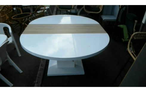 TABLE LAQUEE BLANCHE ET BOIS