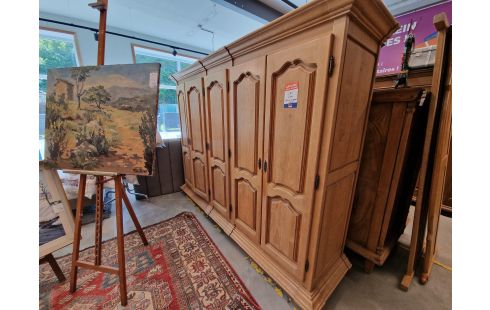 CHAMBRE A COUCHER RUSTIQUE CHÊNE MASSIF 5 PORTES + LIT DOUBLE