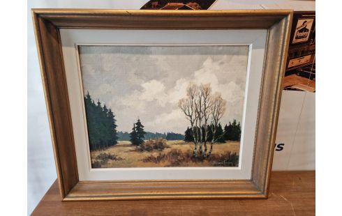 HUILE SUR CARTON Edmond Fayen 1906- école liégeoise paysage fagnard