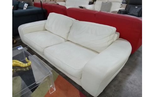 CANAPE 3 PLACES CUIR BLANC CUIR CENTER