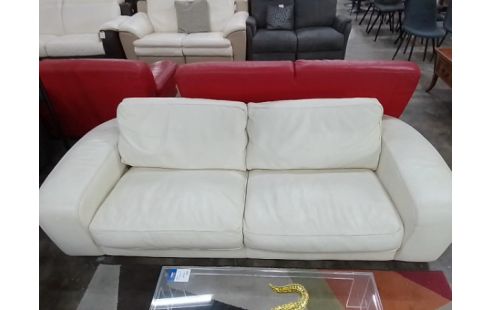 CANAPE 3 PLACES CUIR BLANC CUIR CENTER