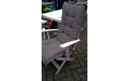 2 STOELEN TUIN WIT PVC BRUIN KUSSENS