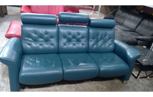 CANAPE STRESSLESS 3 PLACES CUIR PETROL