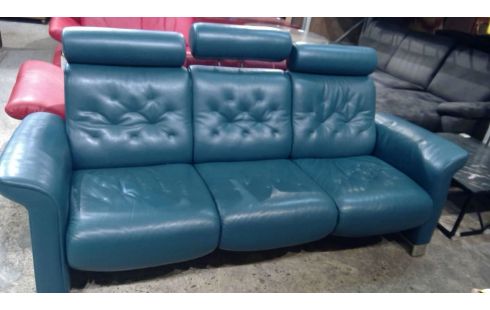 CANAPE STRESSLESS 3 PLACES CUIR PETROL