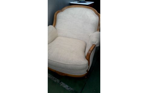 SILLÓN DE CUERO CLUB NOGAL TEJIDO CRUDO