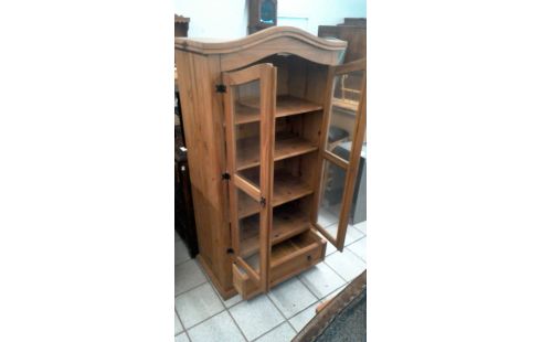 VITRINE BIBLIOTHEQUE EN PIN MASSIF