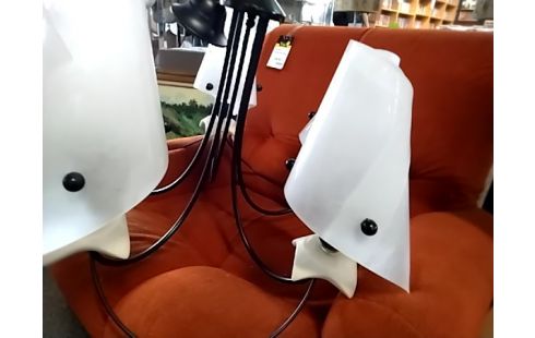 LUSTRE 6BRANCHES MODERNE BLANC NOIRE