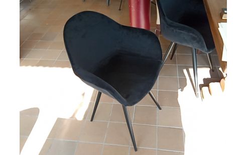 CHAISE VELOURS NOIR DESIGN LOT 4
