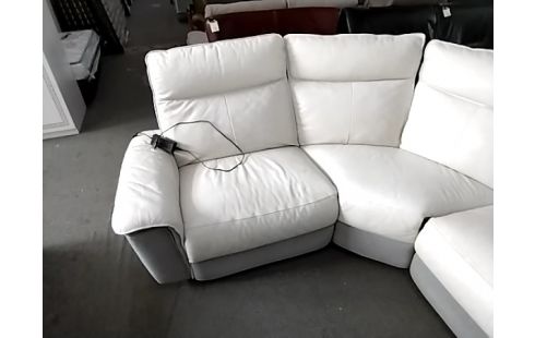 CANAPE PANORAMIQUE CUIR BLANC ET GRIS 1 RELAX