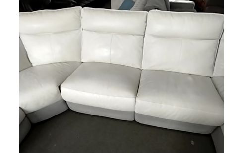 CANAPE PANORAMIQUE CUIR BLANC ET GRIS 1 RELAX